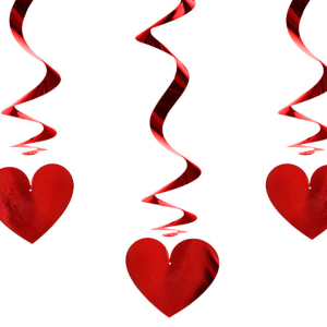 3 suspensions coeurs rouges