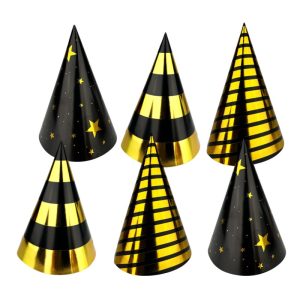 6 Chapeaux pointus or et noirs