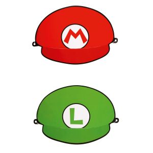 8 Chapeaux carton Mario et Luigi