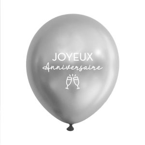 8 ballons anniversaire argent