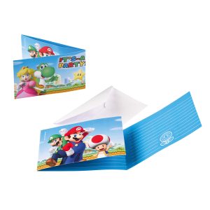8 cartes d’invitations Mario