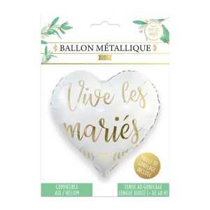 Ballon coeur « Vive les Mariés »