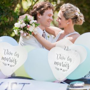 Ballons coeur Vive les Mariés