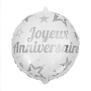 Ballon Argent Joyeux Anniversaire