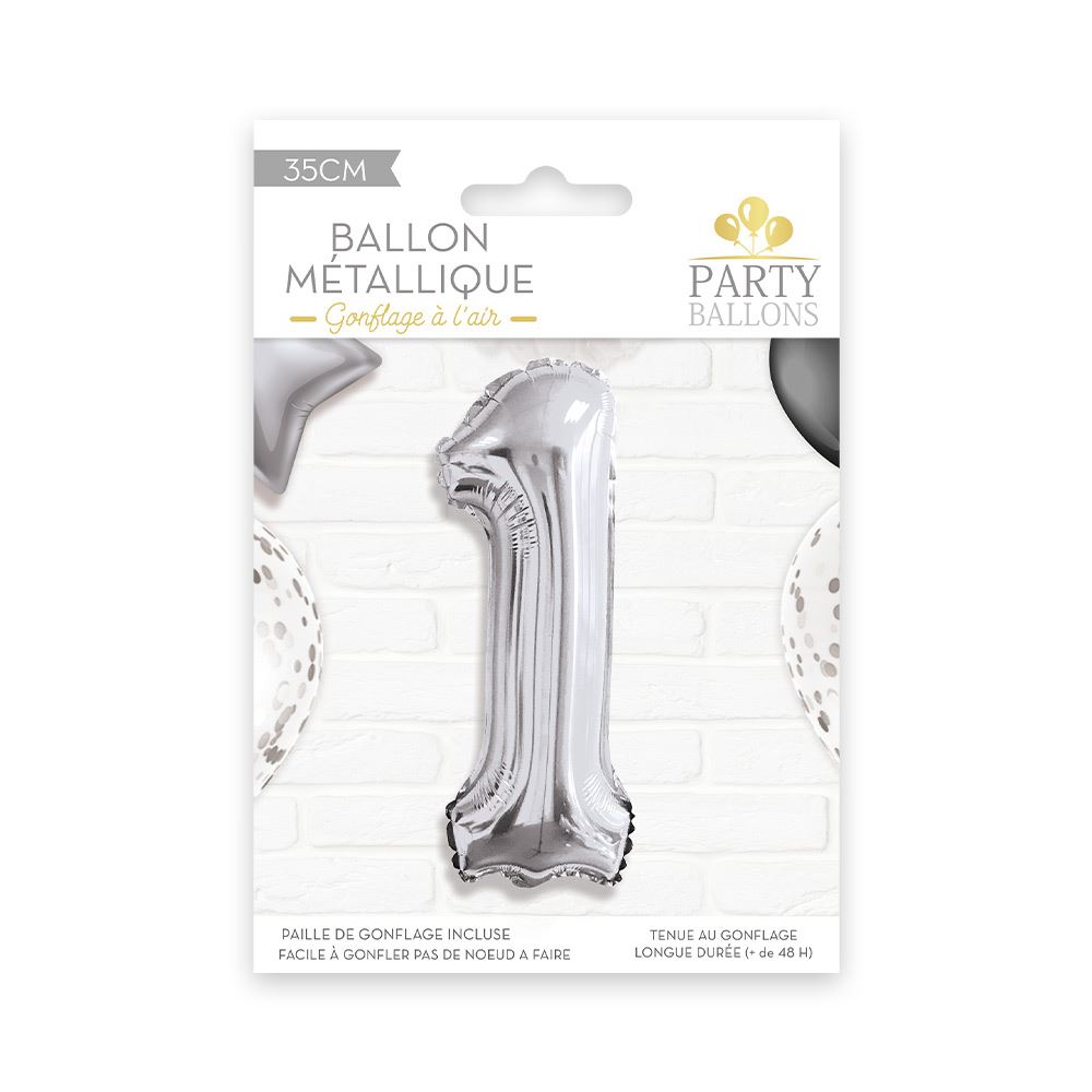 BALLONS ARGENT 35 CM CHIFFRE
