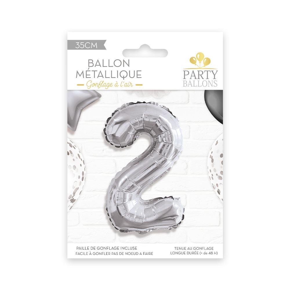 BALLONS ARGENT 35 CM CHIFFRE – Image 3