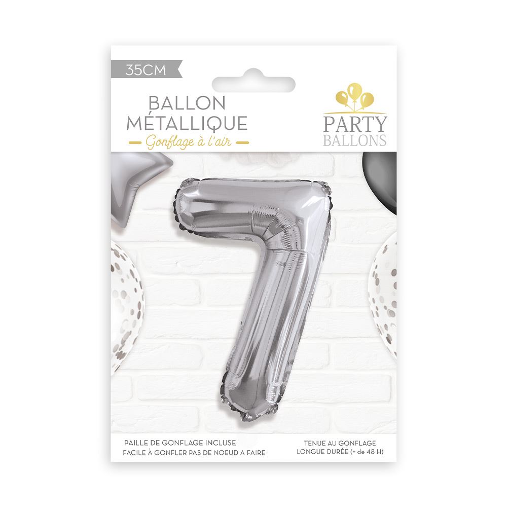 BALLONS ARGENT 35 CM CHIFFRE – Image 8