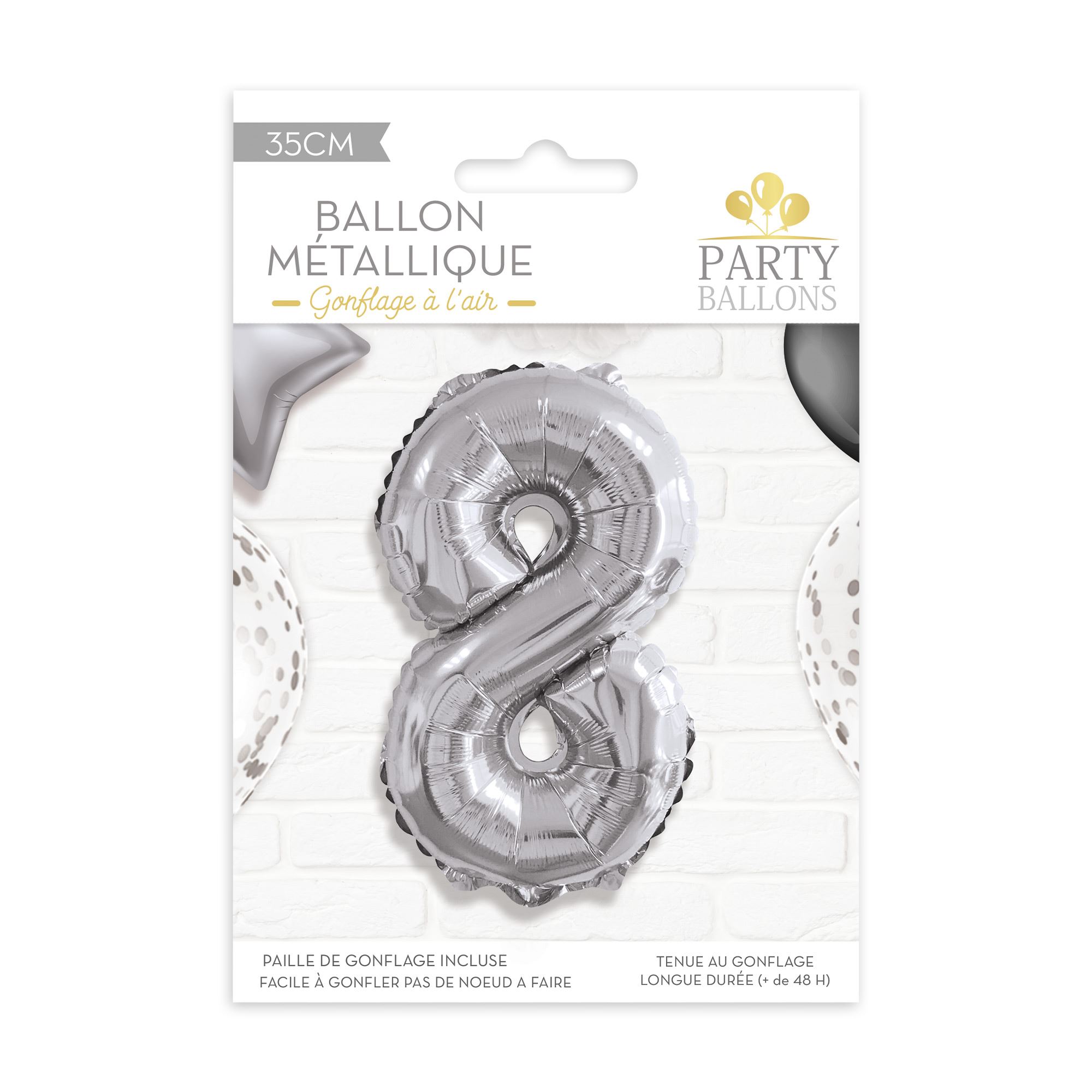 BALLONS ARGENT 35 CM CHIFFRE – Image 9
