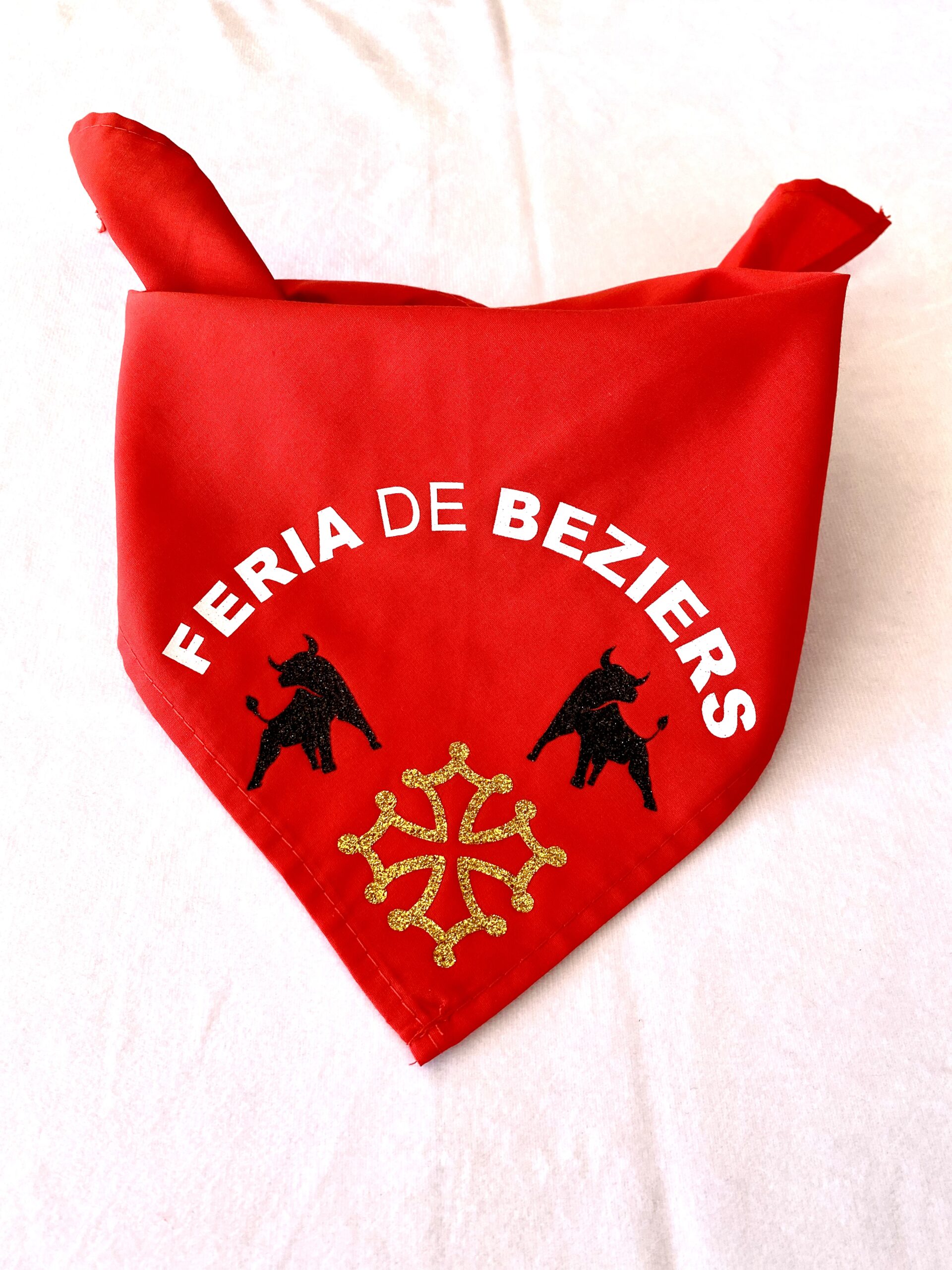 Bandana motifs et écriture Pailletté Feria de Béziers