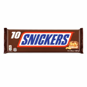 Barres chocolat au lait caramel et cacahuètes Snickers 10 x 50g