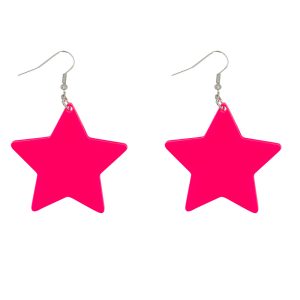 Biucles d’oreilles étoile rose fluo