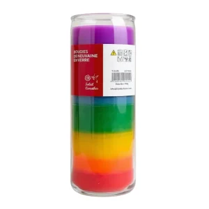 Bougies neuvaine arc-en-ciel en verre Soleil Caraïbes 700g