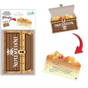 6 cartes d’invitations Pirate