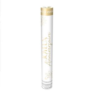 Canon à confettis anniversaire or