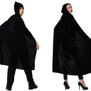 Cape velour noire avec capuche