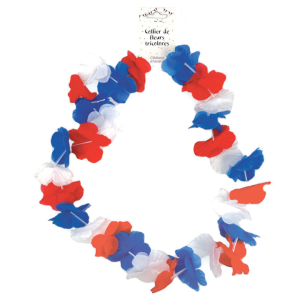 COLLIER DE FLEURS BLEU/BLANC/ROUGE