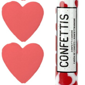 Canon à confettis coeur rouge