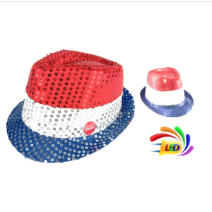 CHAPEAU LUMINEUX SEQUIN BLEU/BLANC/ROUGE