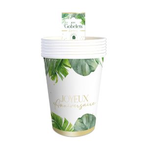 6 GOBELETS TROPICAL PARTY