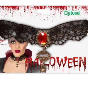 Tour de cou Halloween avec pierre rouge