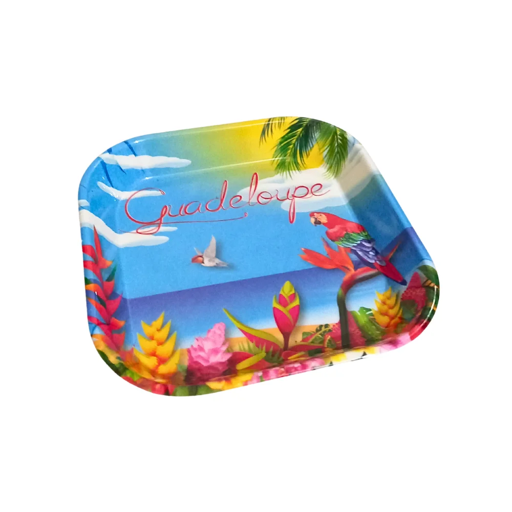 Coupelle carré Guadeloupe fleurs tropicales colibri 15 cm – Image 4