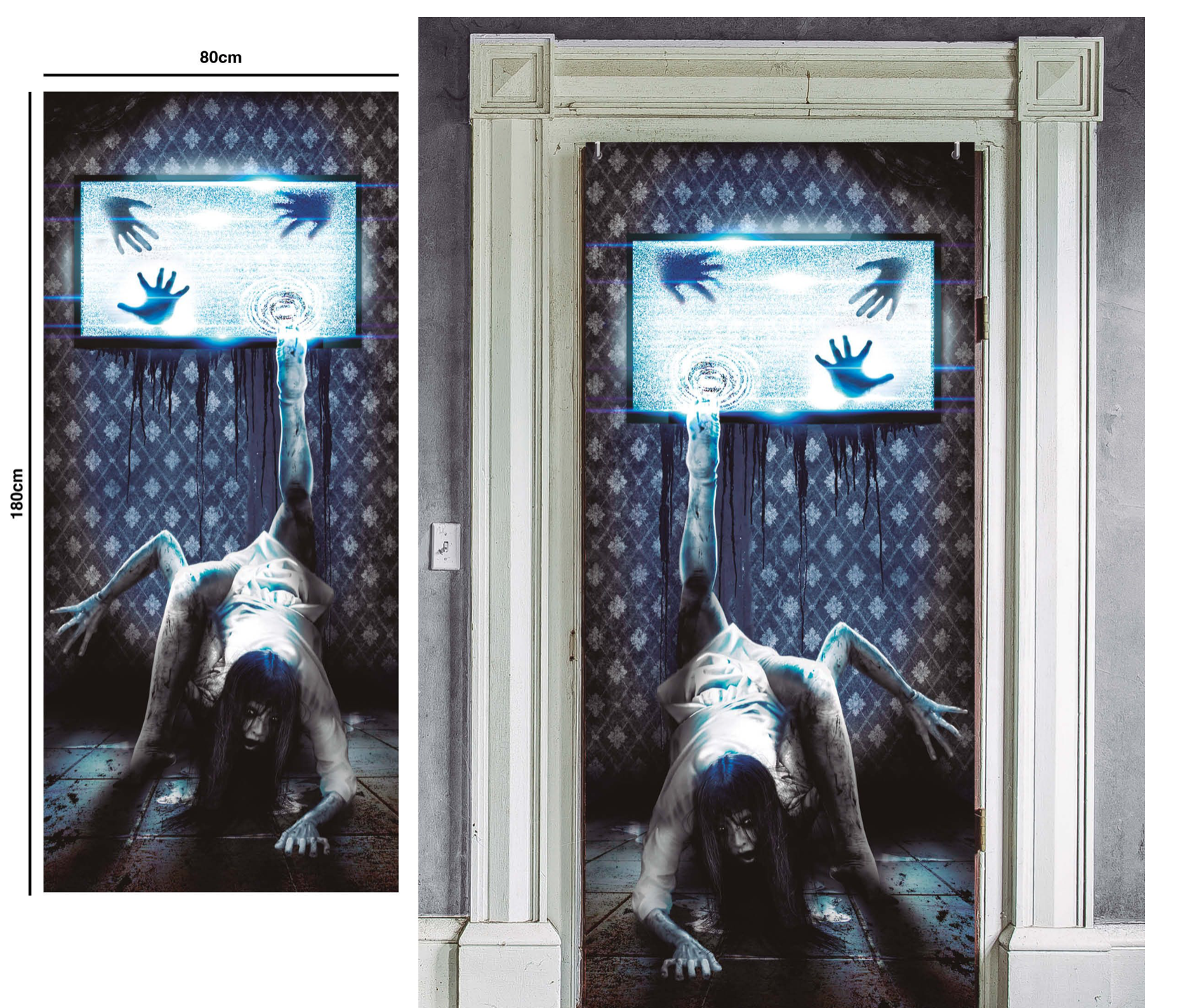 Décoration de porte TV Effrayante