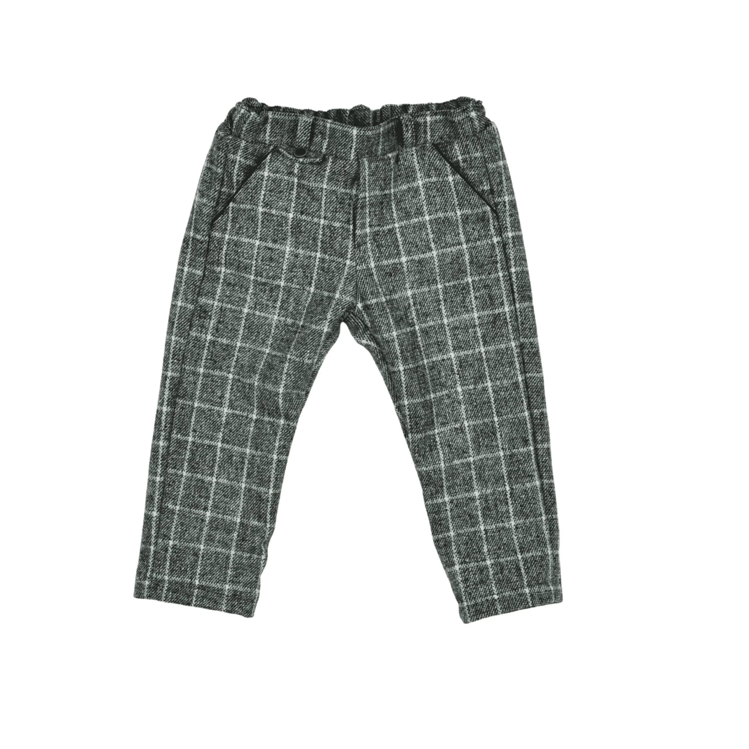 ELTON | Boys Grey & Ivory Check Flannel Trousers – Image 2