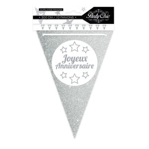 GUIRLANDE FANIONS ANNIVERSAIRE ARGENT