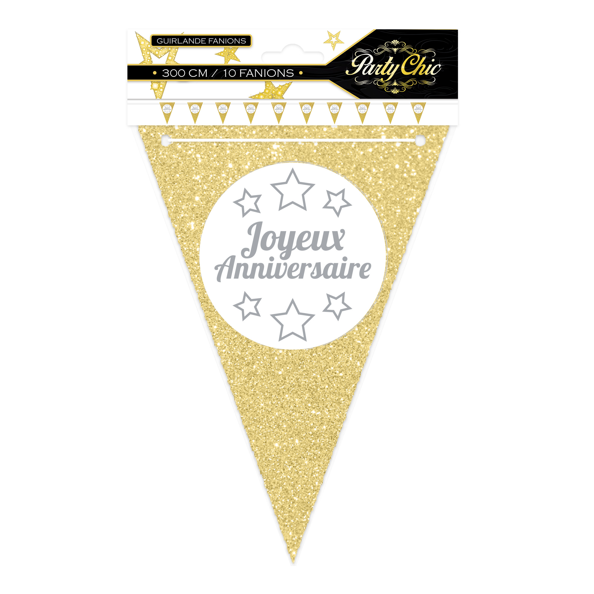 GUIRLANDE FANIONS ANNIVERSAIRE OR – Image 2