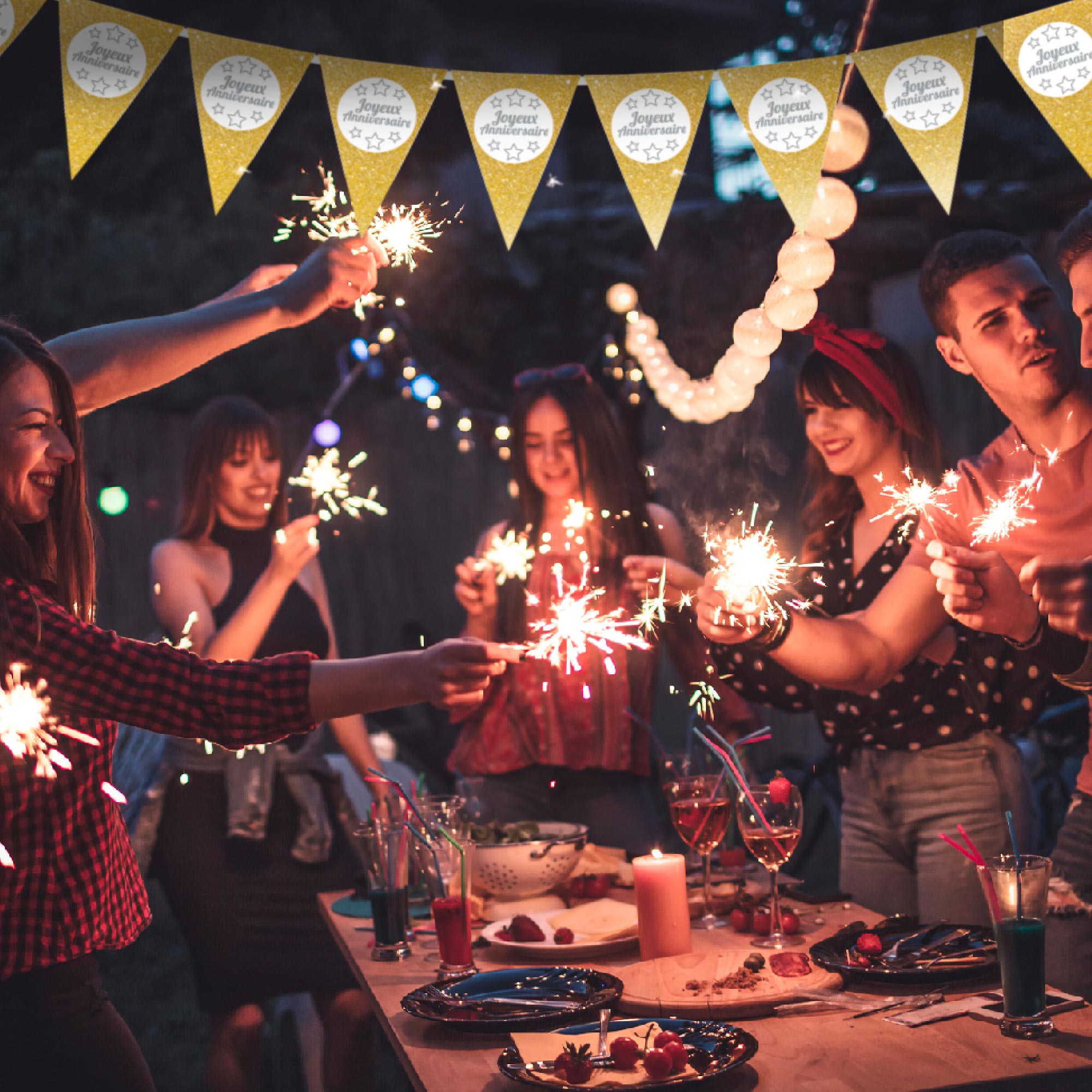 GUIRLANDE FANIONS ANNIVERSAIRE OR – Image 4