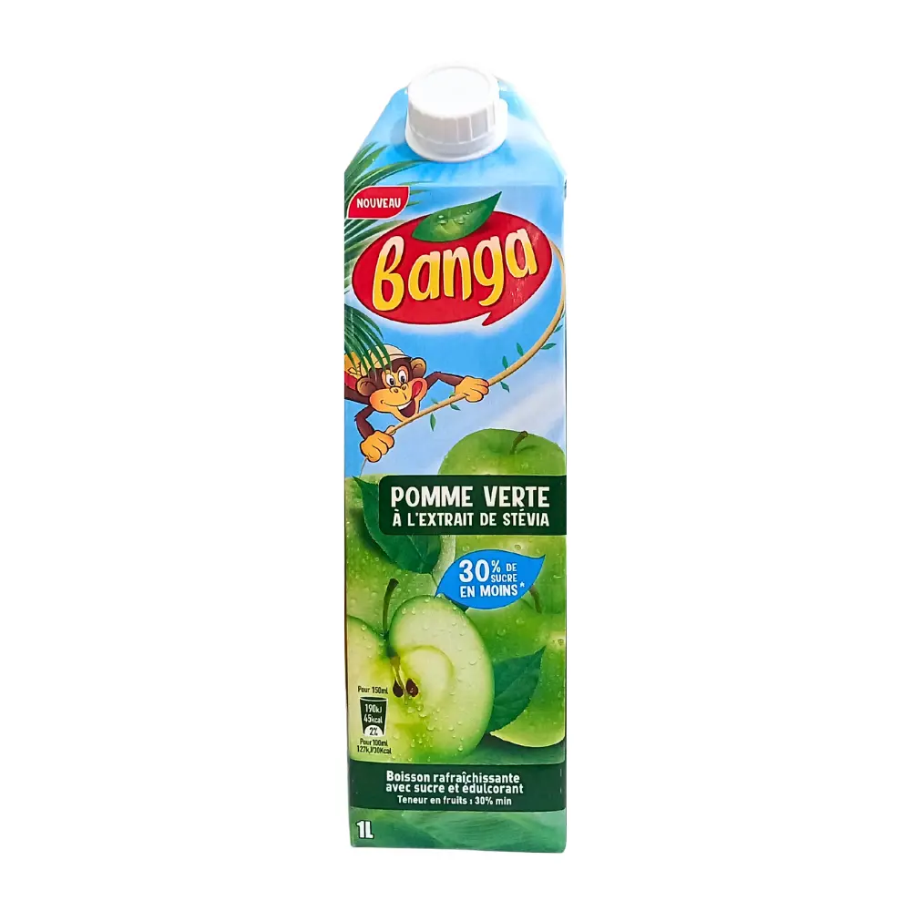 Jus de fruit pomme verte à l’extrait de Stévia Banga 1L – Image 2
