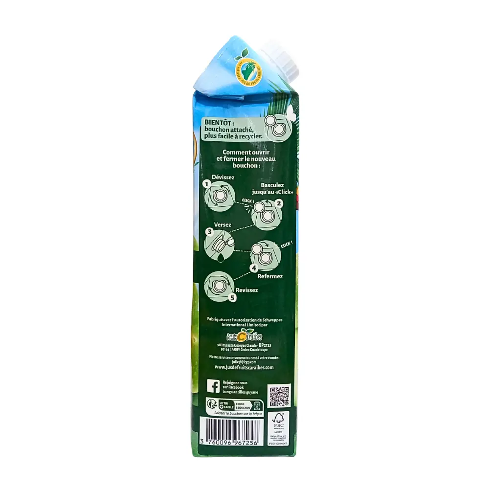 Jus de fruit pomme verte à l’extrait de Stévia Banga 1L – Image 3