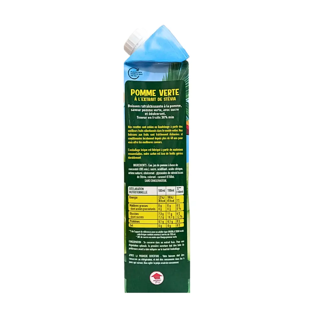 Jus de fruit pomme verte à l’extrait de Stévia Banga 1L – Image 4