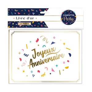 Livre d’or Anniversaire confettis Party