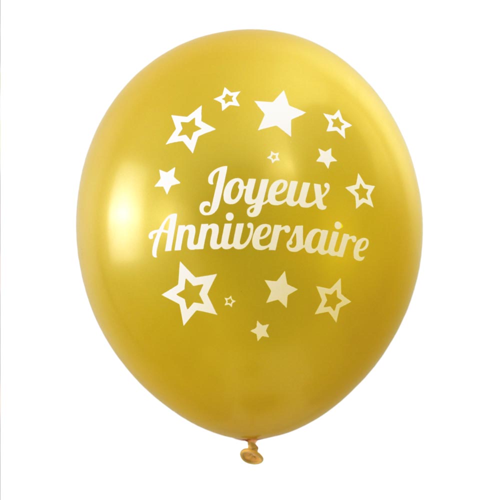 SACHET DE 8 BALLONS ANNIVERSAIRE OR – Image 4