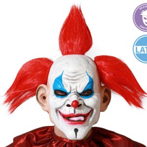 Masque de clown avec cheveux rouges