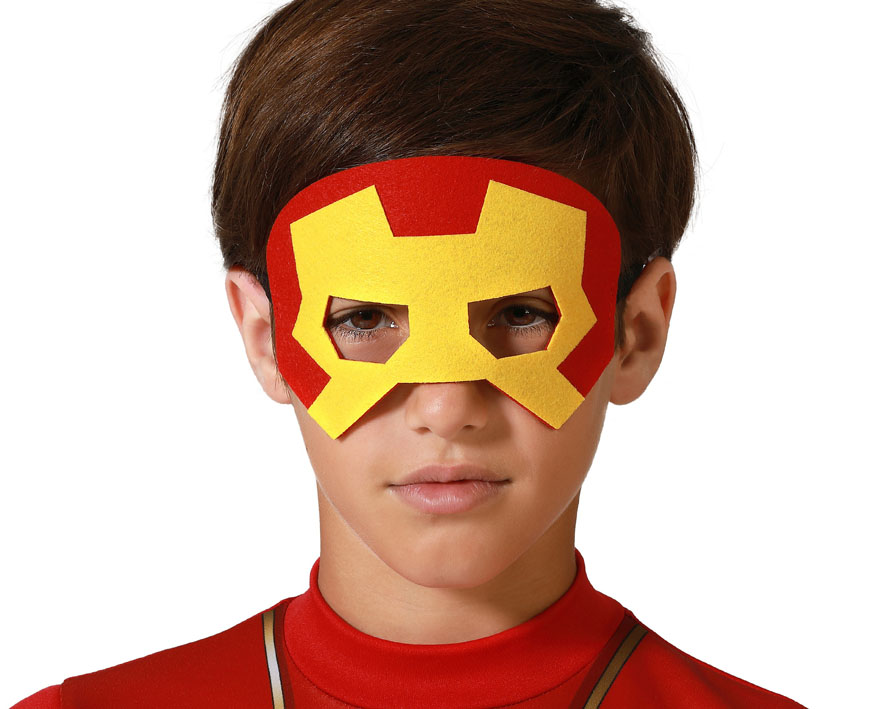 Masque de héros rouge et jaune