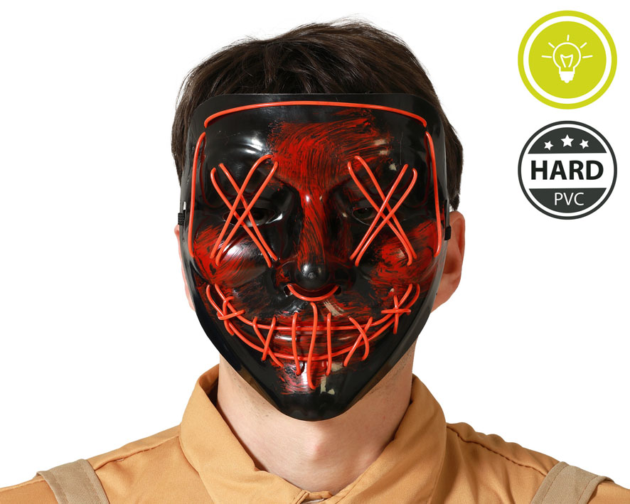 Masque lumineux noir et rouge