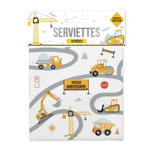 10 SERVIETTES ANNIVERSAIRE CHANTIER