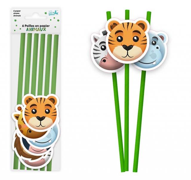 6 Pailles animaux