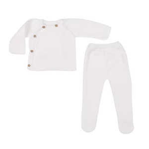 PETIT SWEENY | Baby White Organic Cotton Knit Set (2)
