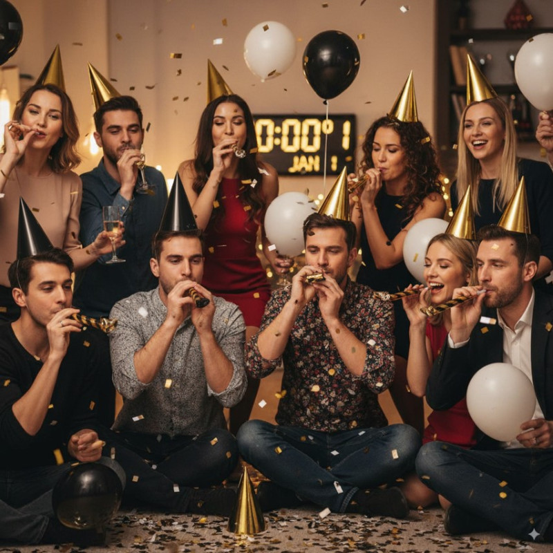 Pochette de cotillons or et noirs pour 10 personnes – Image 3