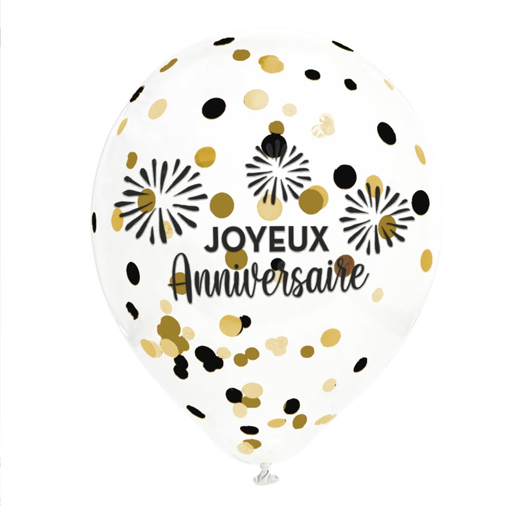 6 BALLONS CONFETTIS ANNIVERSAIRE HAPPY PARTY – Image 3