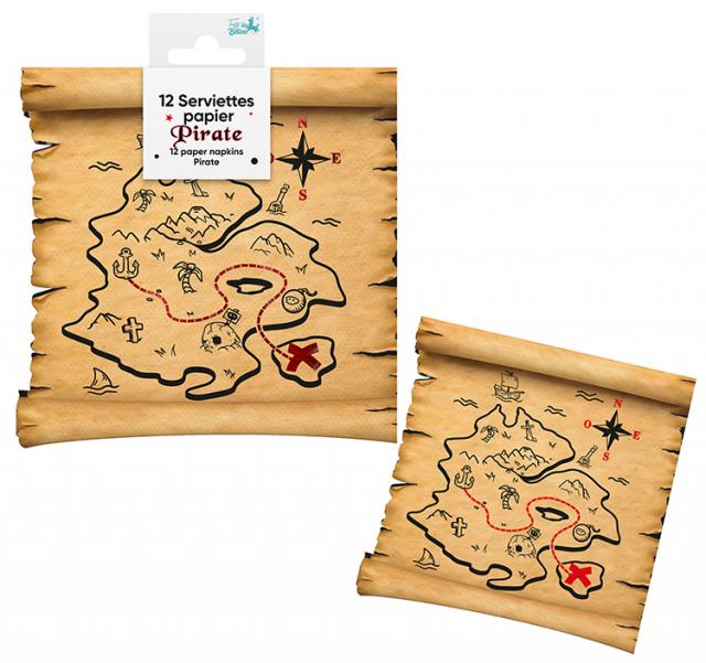 12 Serviettes Pirate