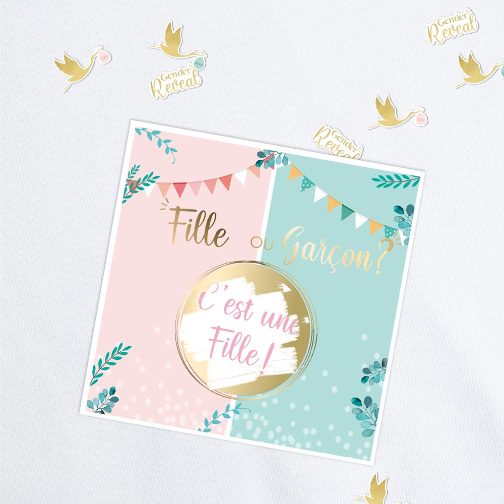 6 cartes à gratter révélation Fille