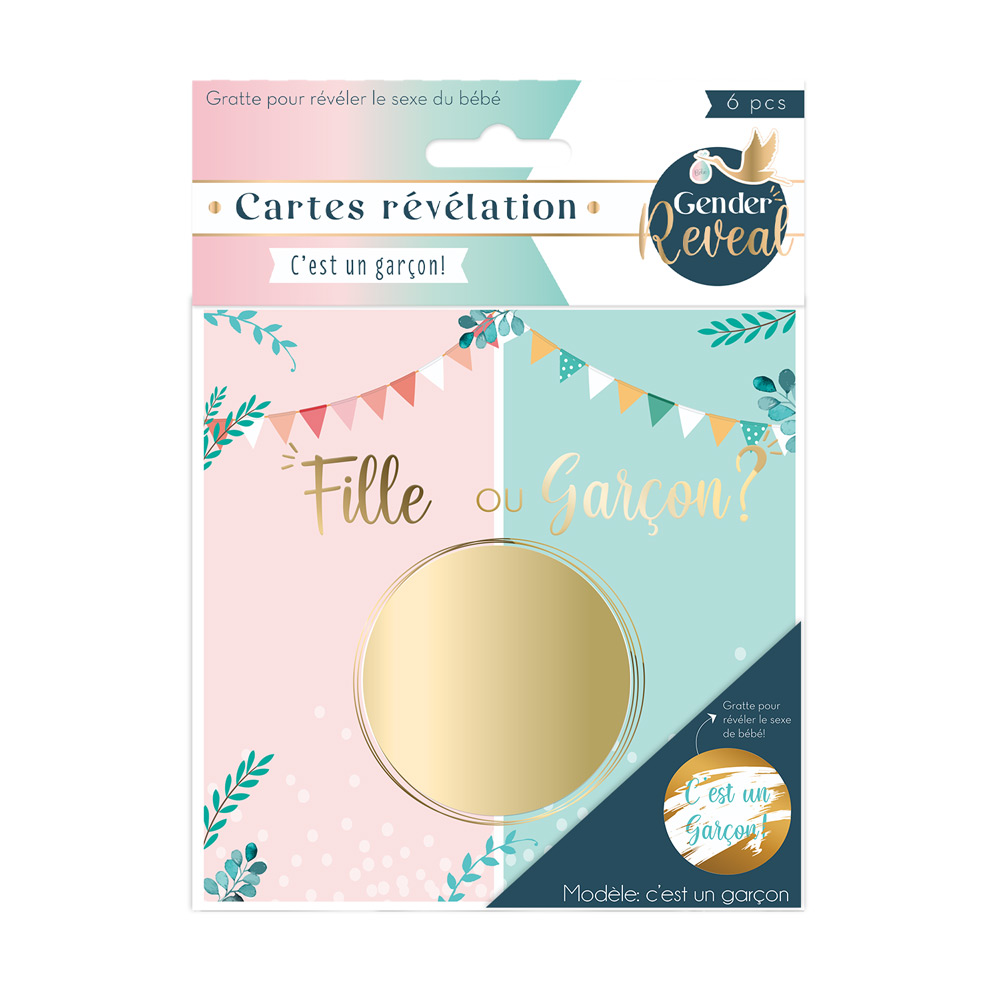 6 cartes à gratter révélation Garçon