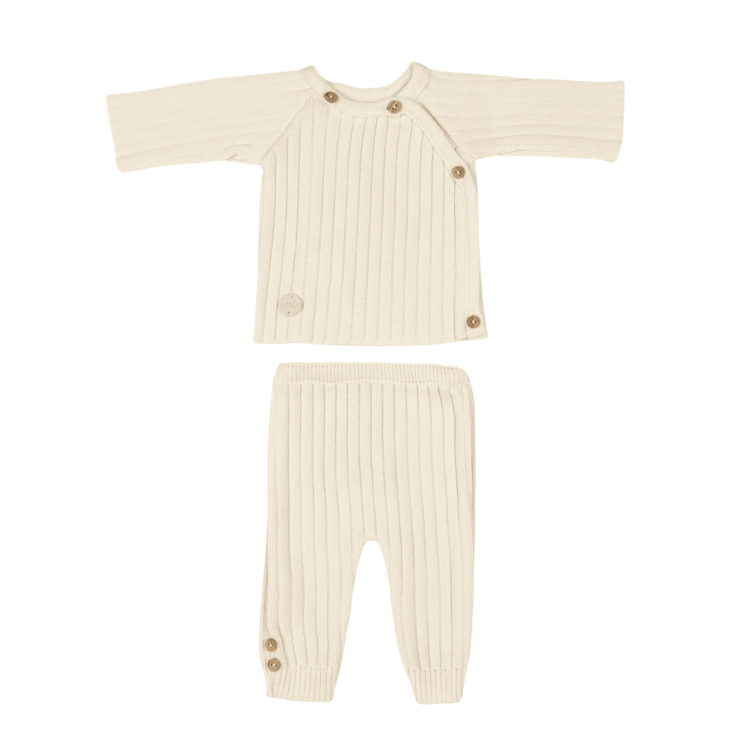 Baby Cream Knitted Trousers Set (2) | Made in France – Image 2