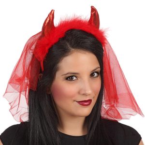 SERRE TÊTE DEMON AVEC VOILE ROUGE