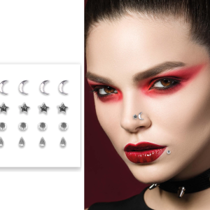 Strass faux piercing argent