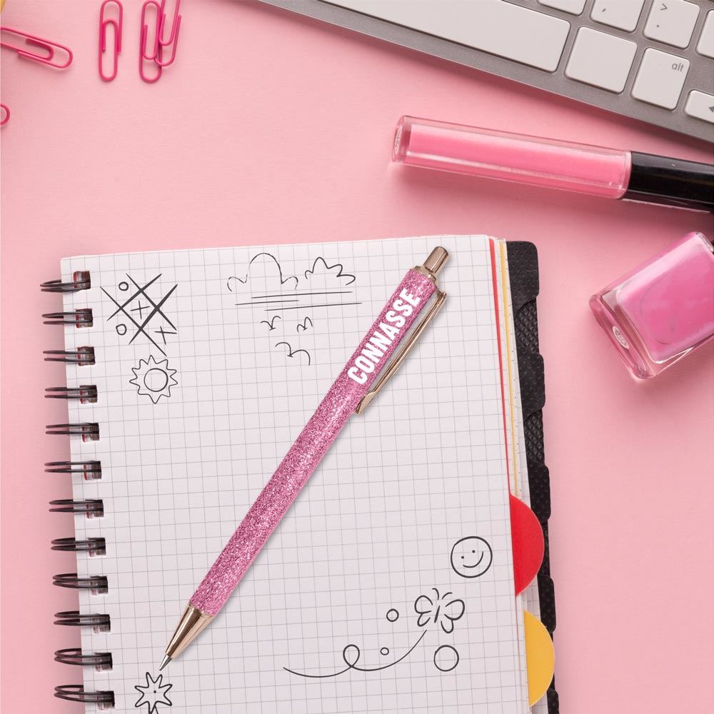 Stylo paillettes Connasse